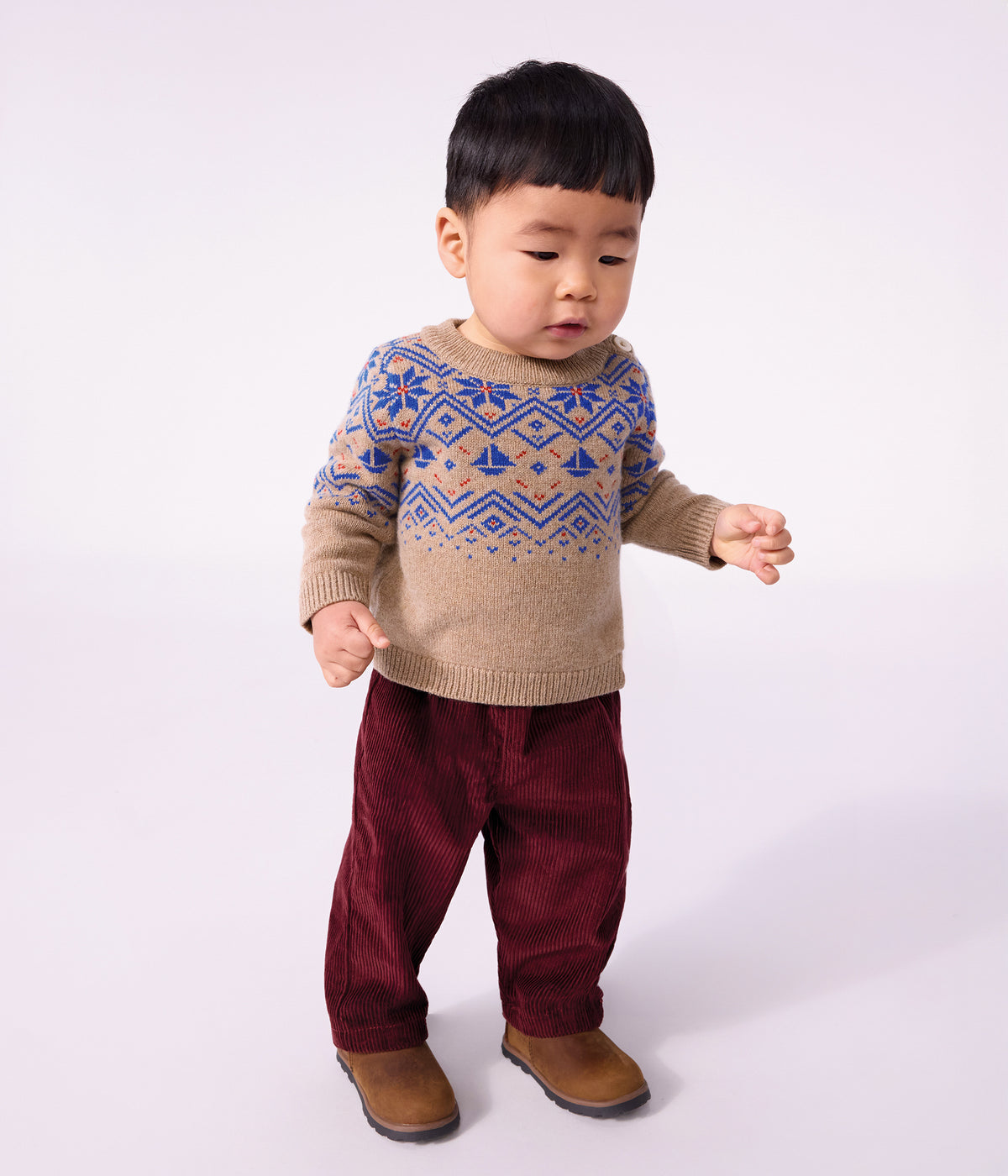 pantalon bebe en velours uni bordeaux