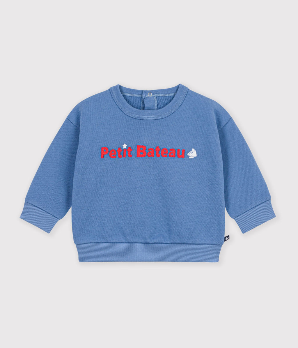 sweatshirt bebe en coton uni et sa broderie