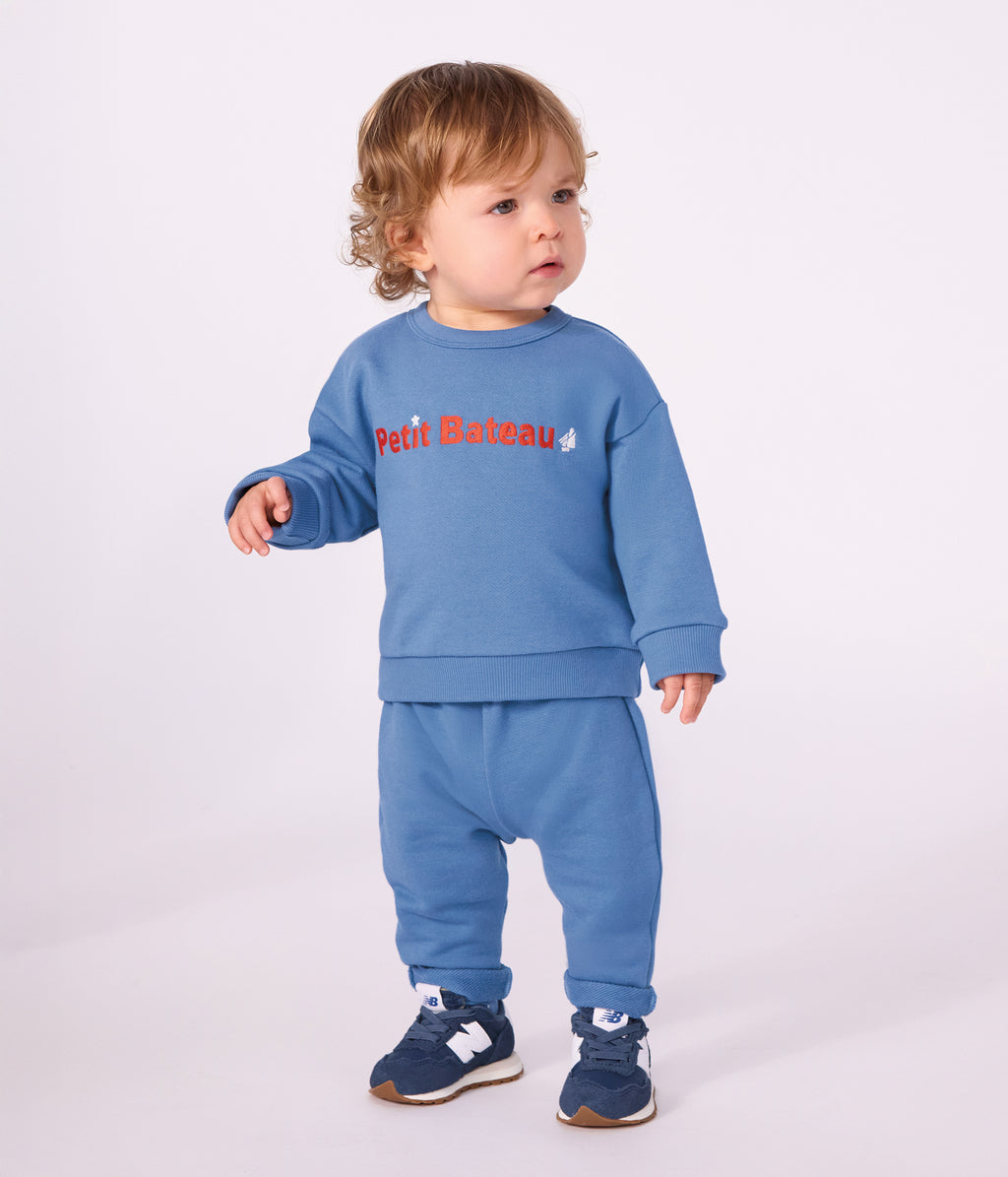sweatshirt bebe en coton uni et sa broderie