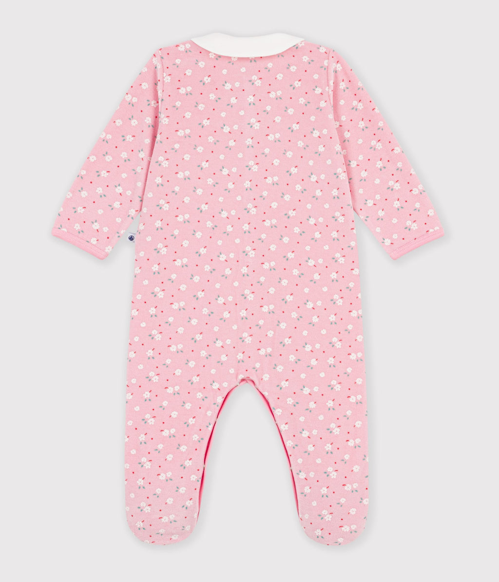 pyjama bebe en velours avec col imprime a fleurs