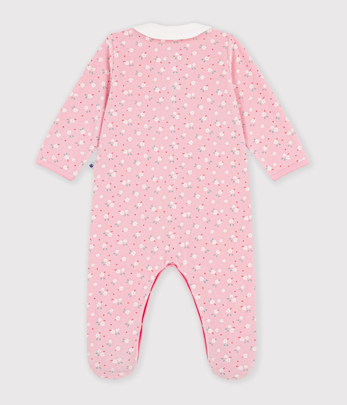 pyjama bebe en velours avec col imprime a fleurs