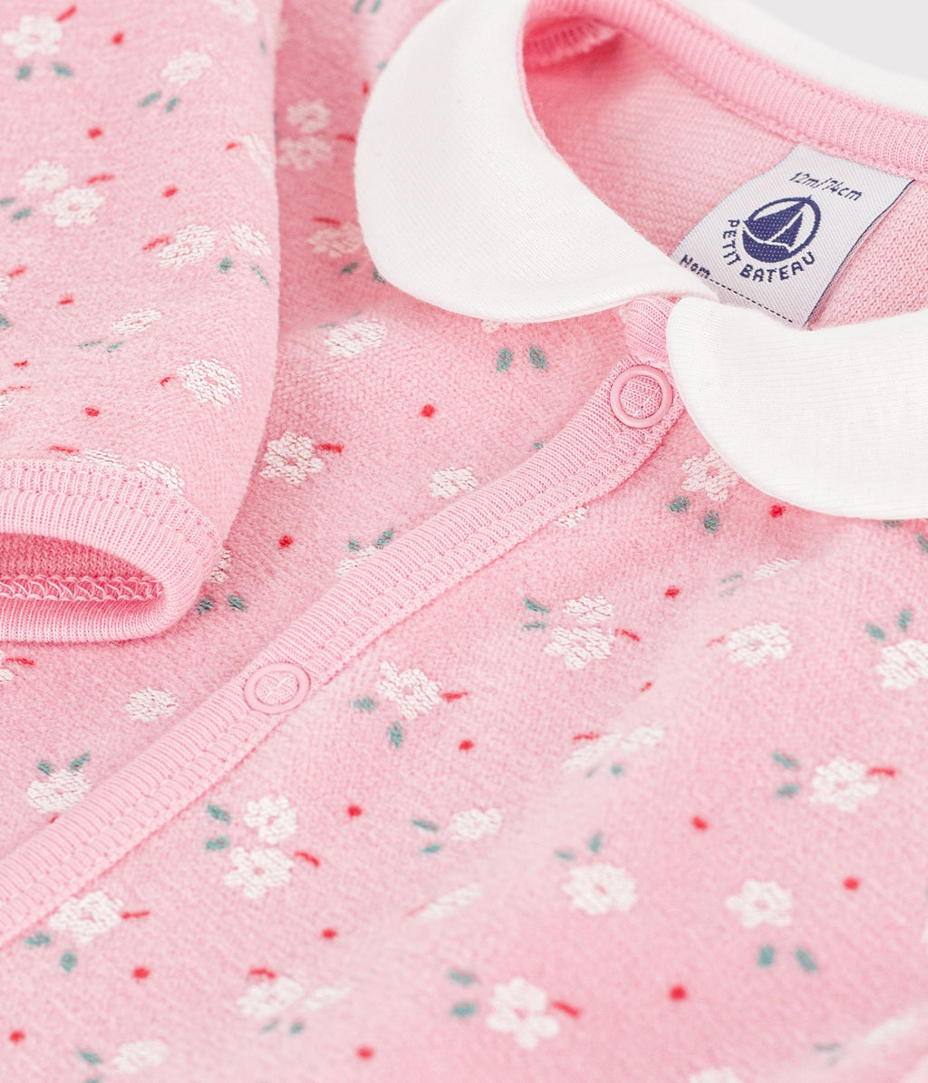 pyjama bebe en velours avec col imprime a fleurs