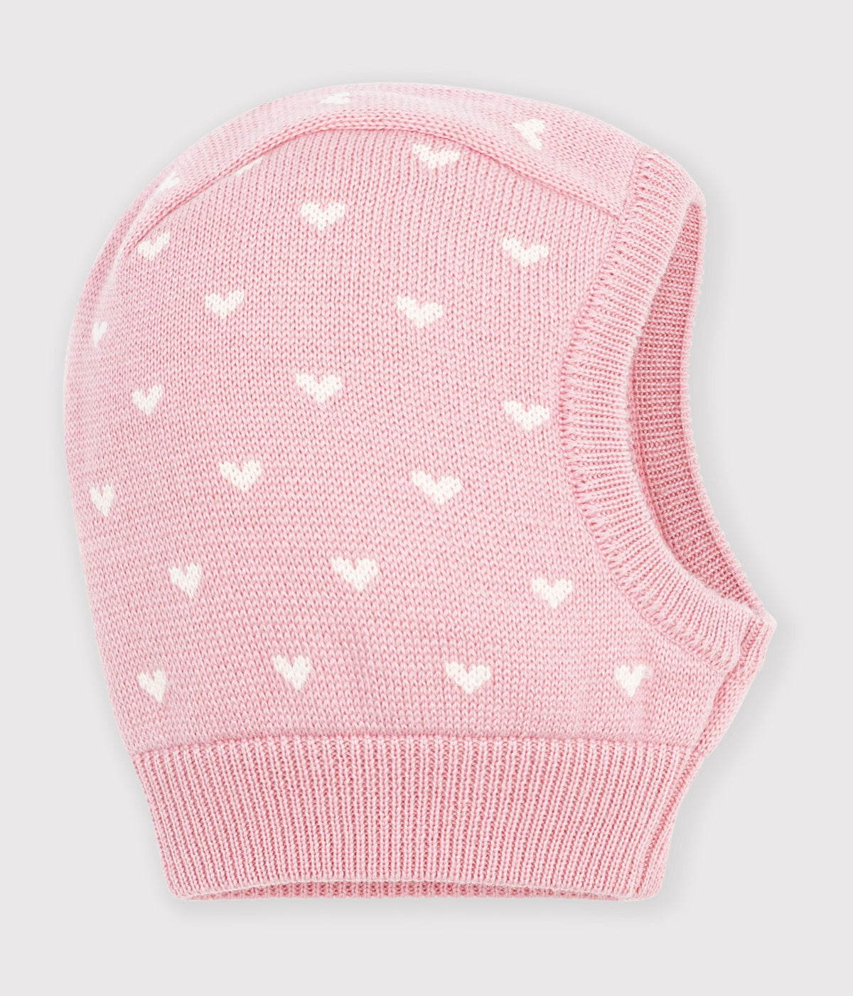 Cagoule bébé en laine et coton imprimée cœurs