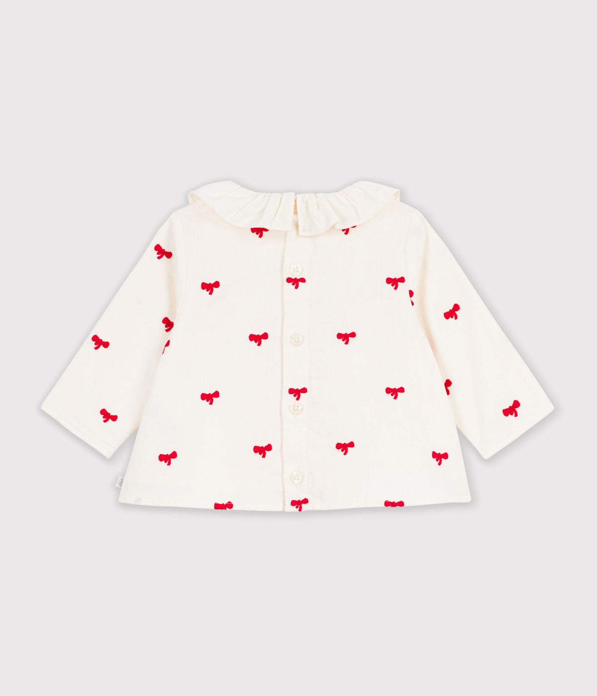blouse bebe en velours brode motif noeuds