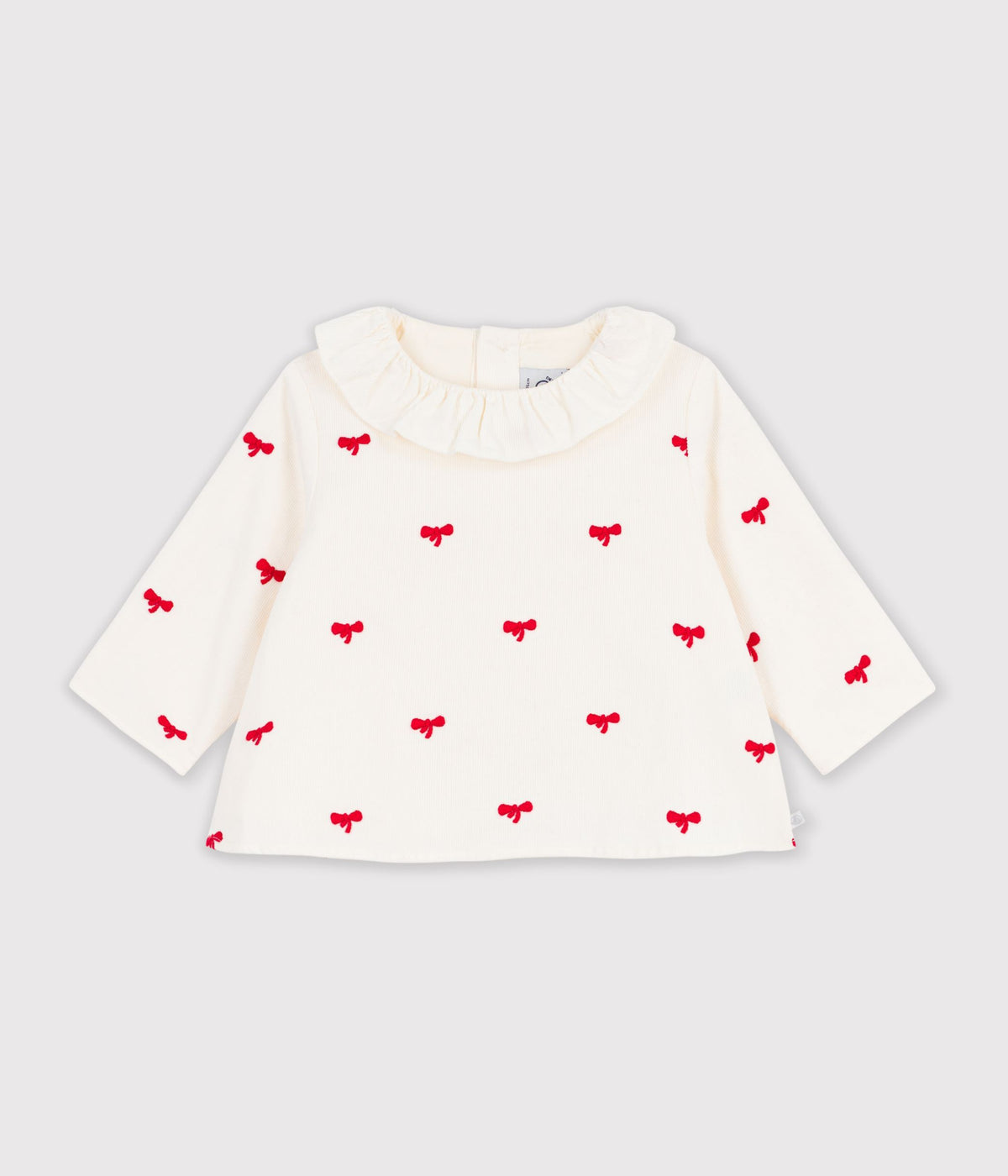 blouse bebe en velours brode motif noeuds