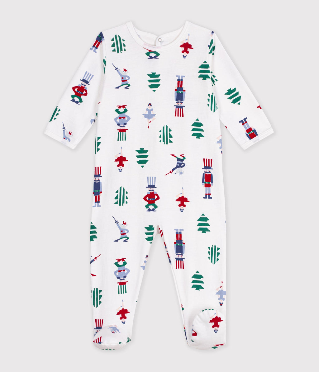 pyjama bebe en molleton ouverture dos imprime noel