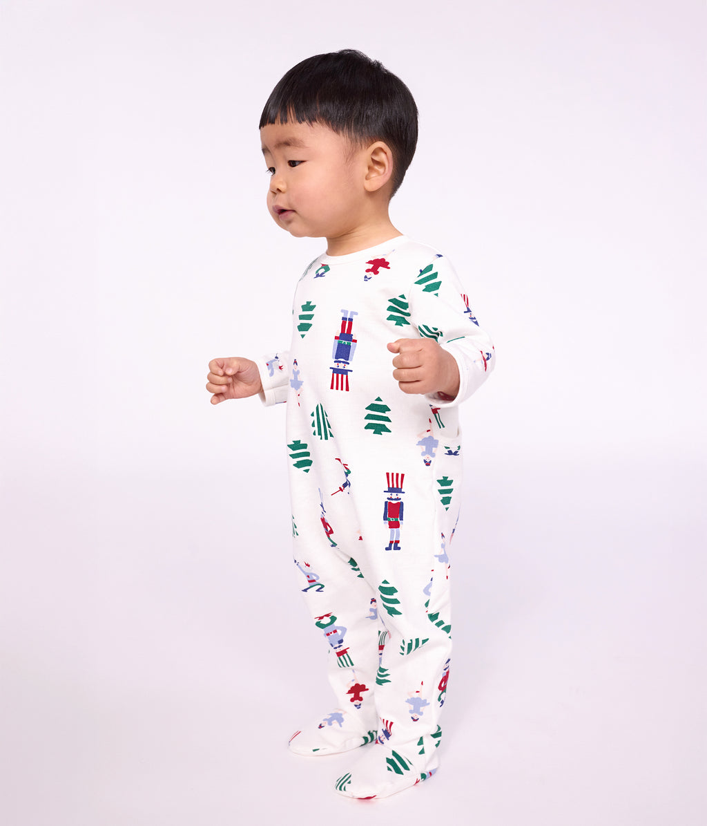 pyjama bebe en molleton ouverture dos imprime noel