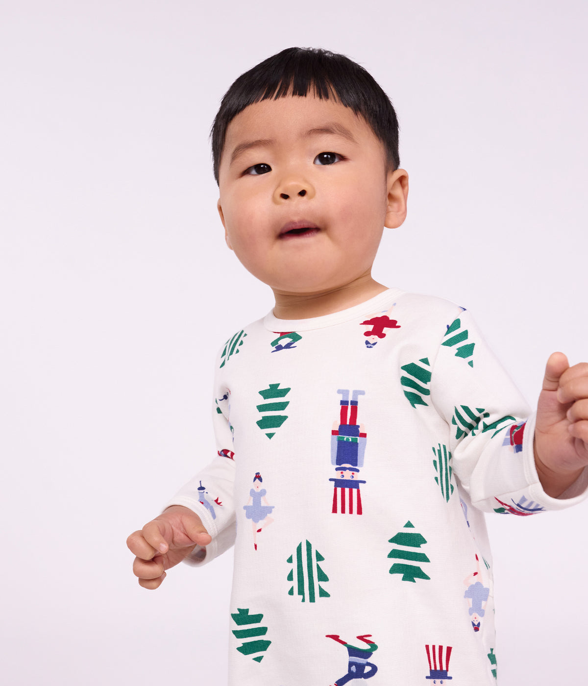 pyjama bebe en molleton ouverture dos imprime noel