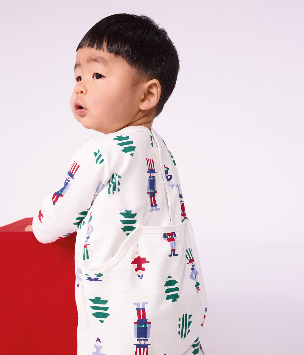 pyjama bebe en molleton ouverture dos imprime noel
