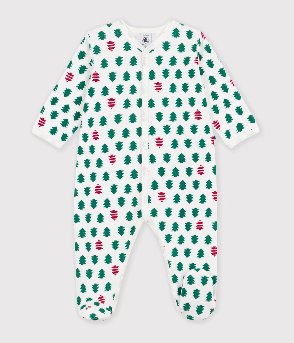 pyjama bebe en velours imprime sapins