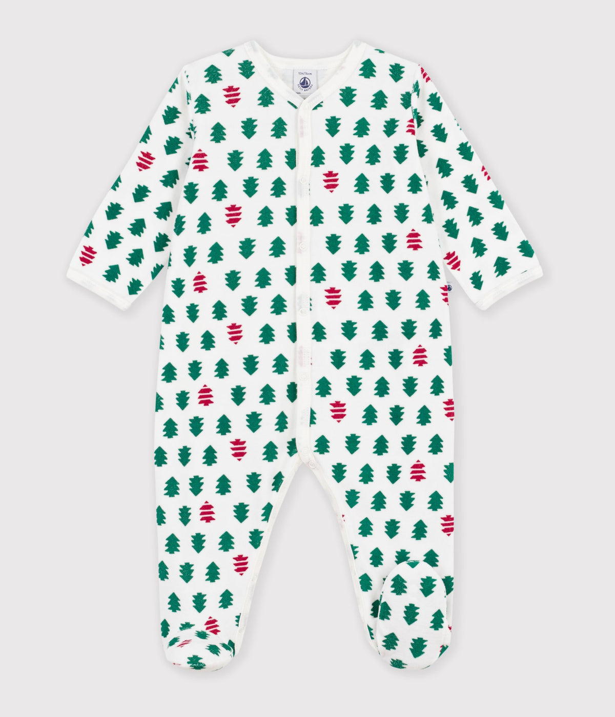 pyjama bebe en velours imprime sapins