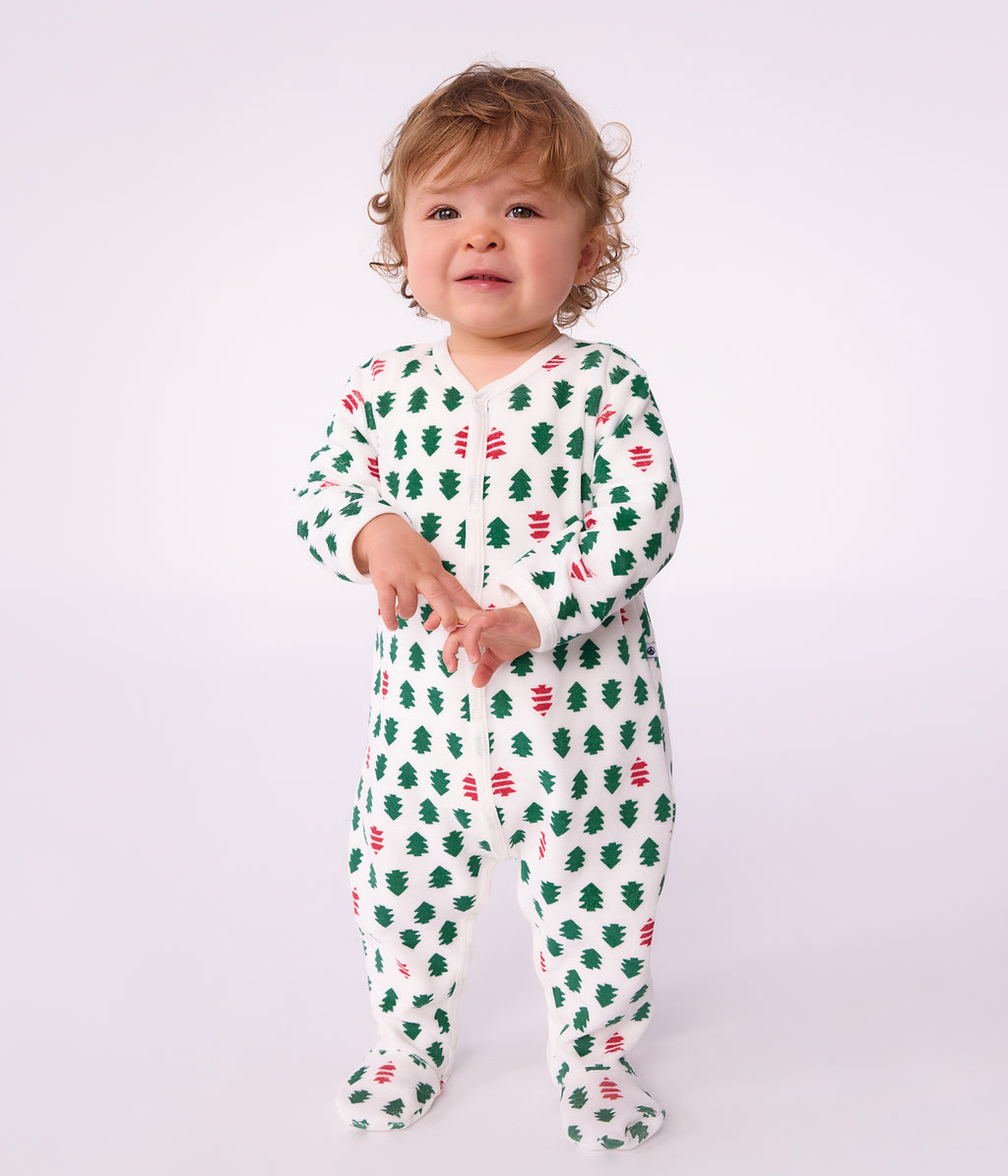 pyjama bebe en velours imprime sapins