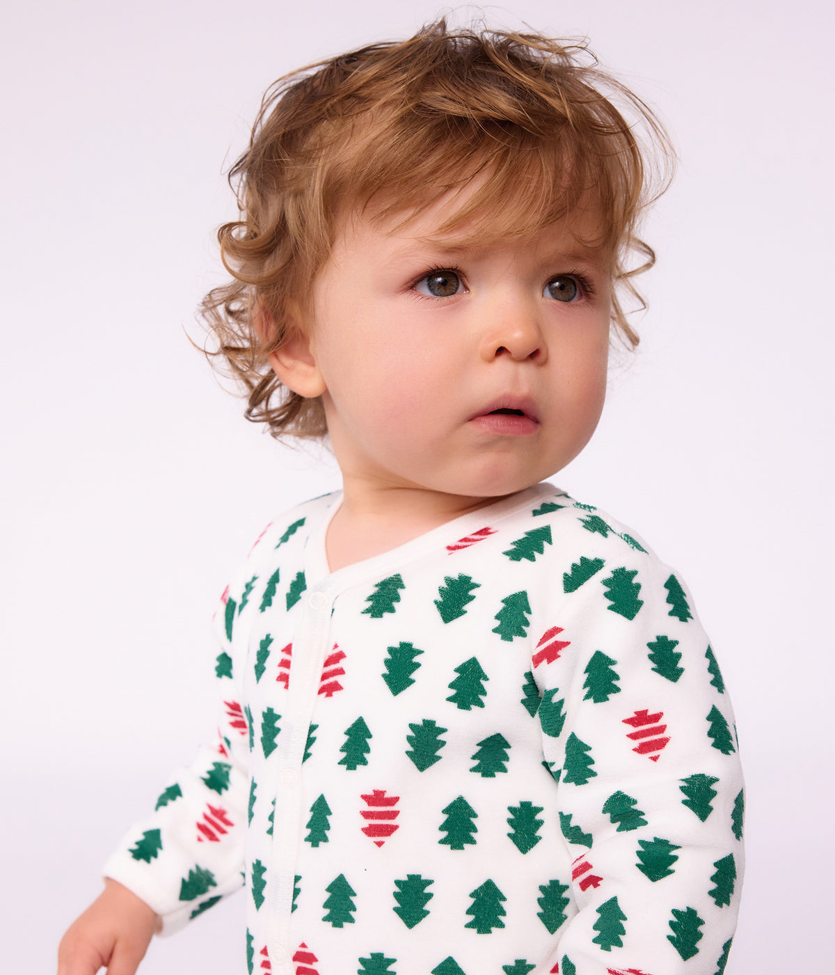 pyjama bebe en velours imprime sapins