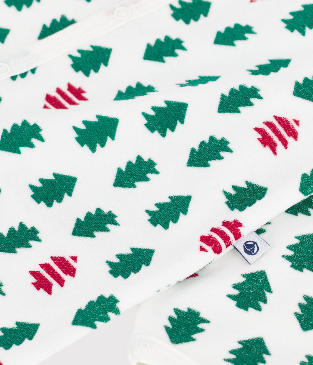 pyjama bebe en velours imprime sapins
