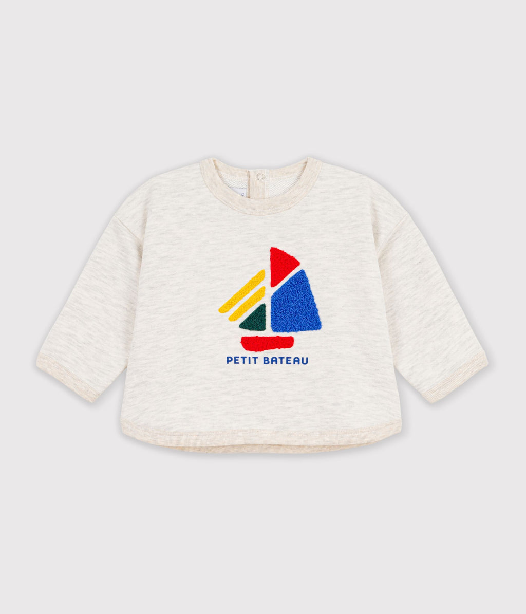 sweatshirt bebe en coton uni et motif bateau