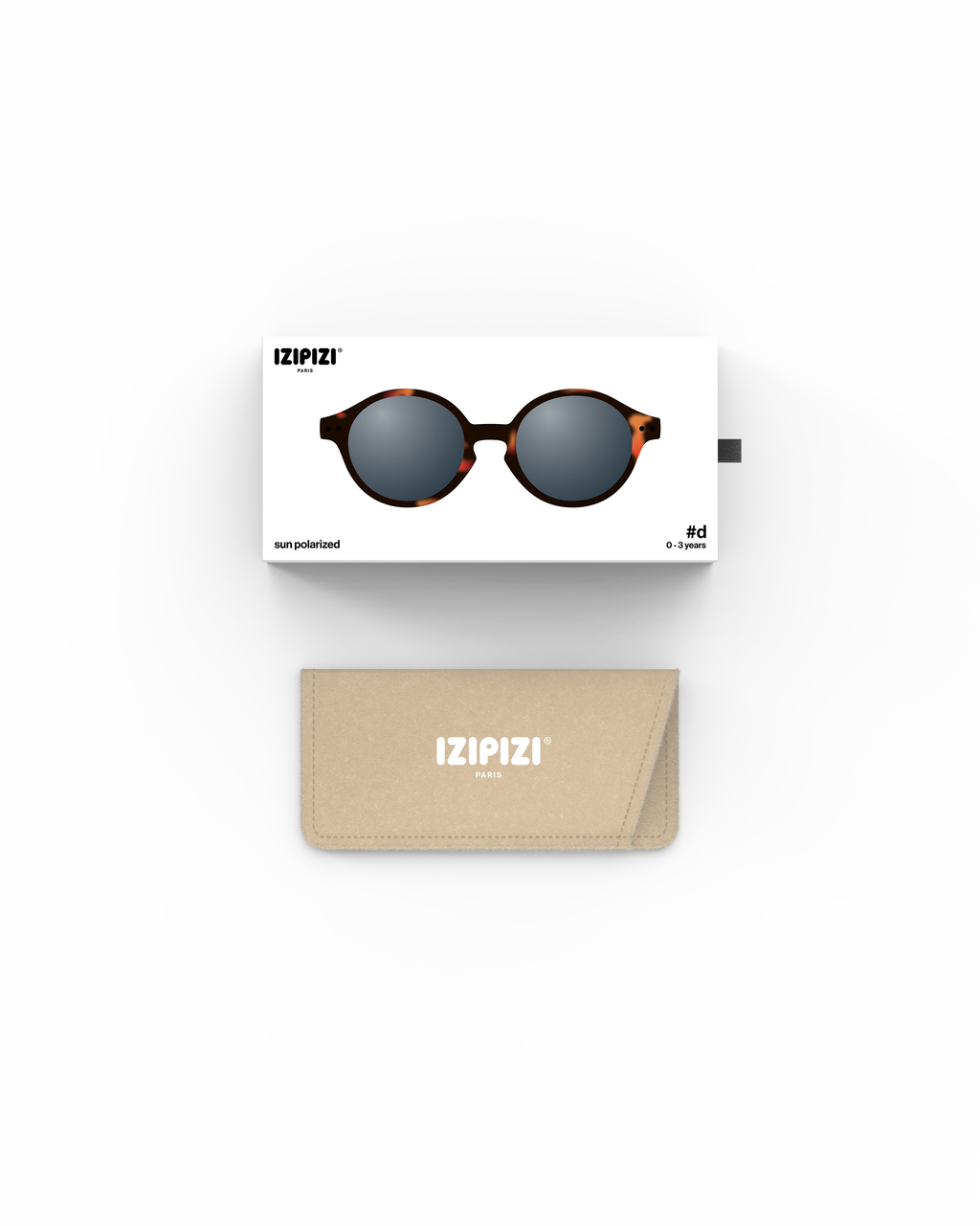 Lunettes solaires enfant Izipizi Tortoise forme D Baby packaging