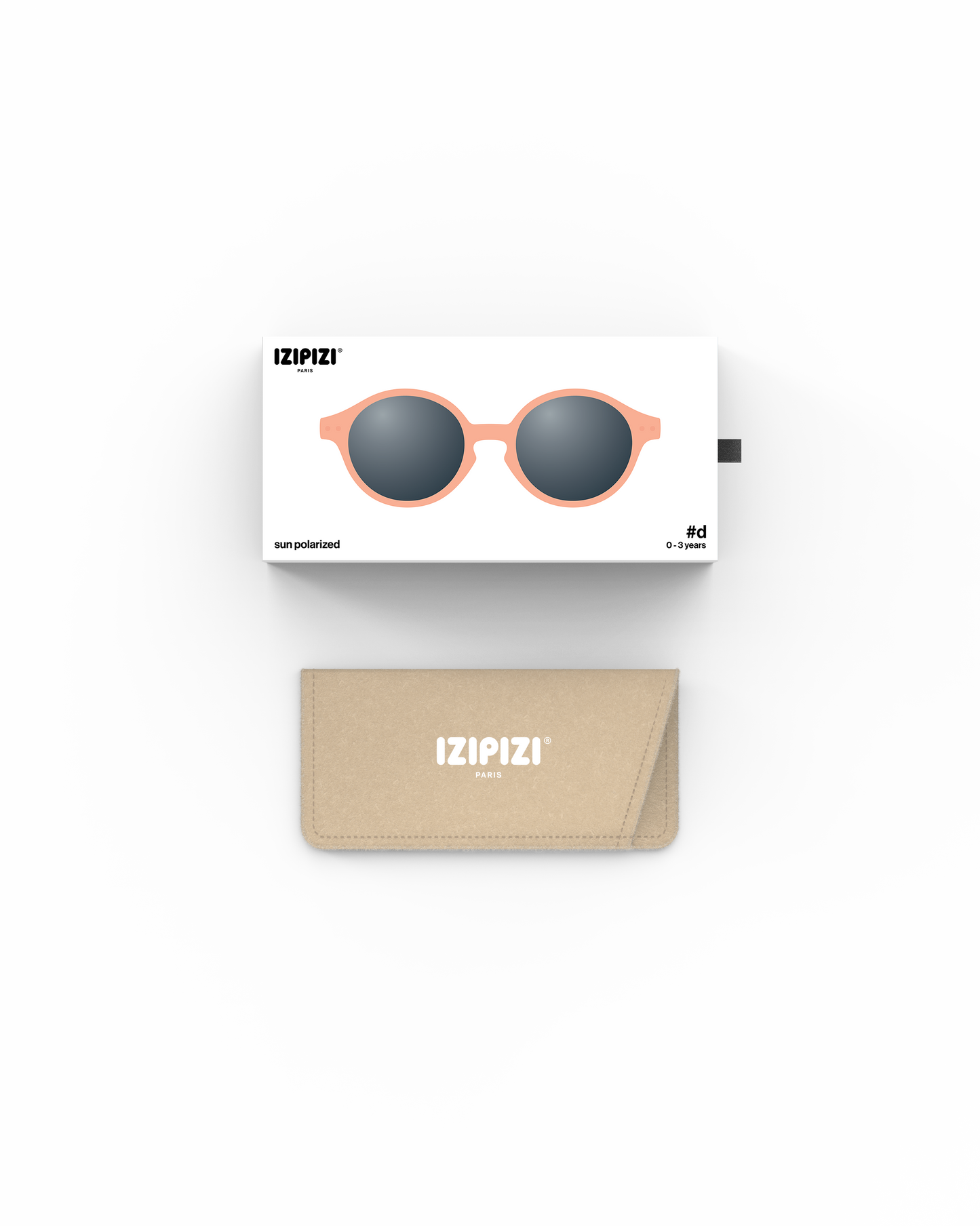 Lunettes solaires enfant Izipizi Apricot forme D Baby packaging