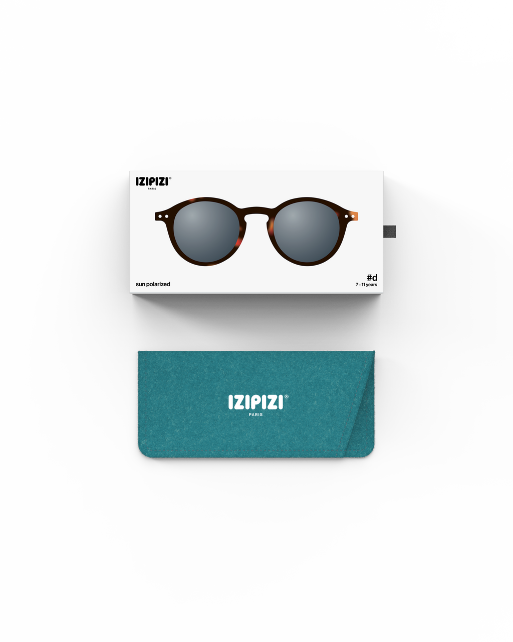 Lunettes solaires enfant Izipizi Tortoise forme D Junior packaging