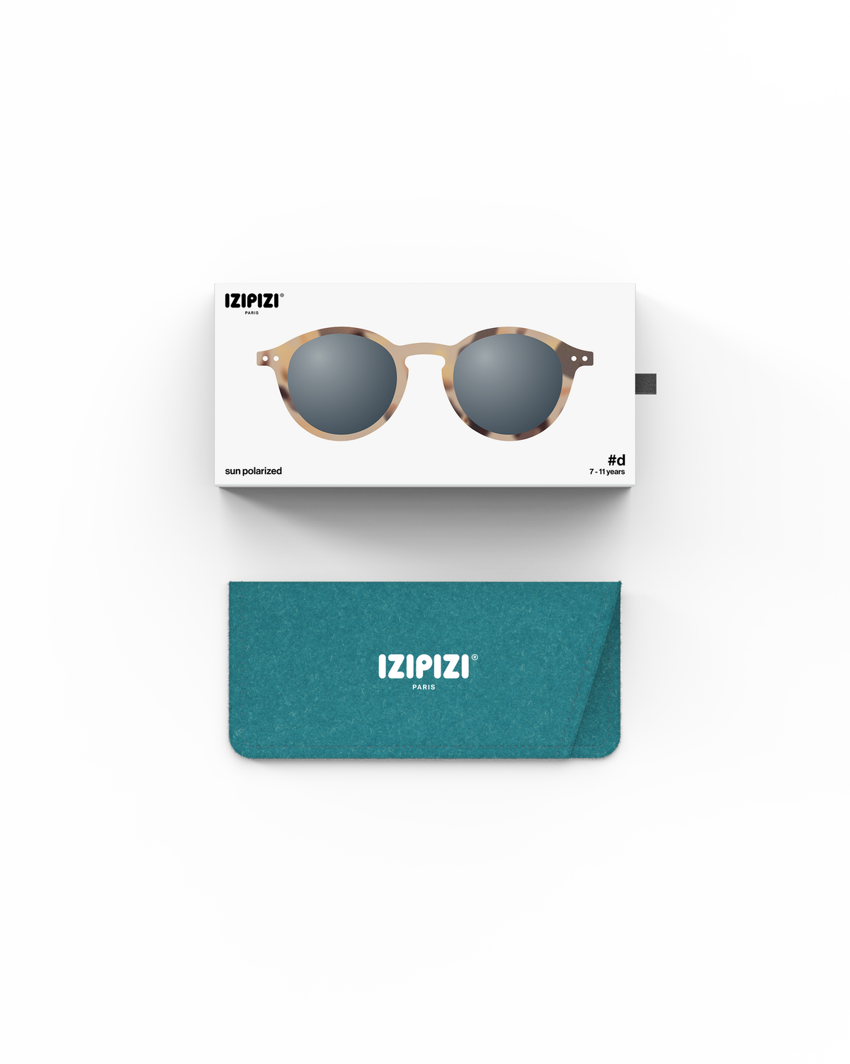 Lunettes solaires enfant Izipizi Light Tortoise forme D Junior packaging
