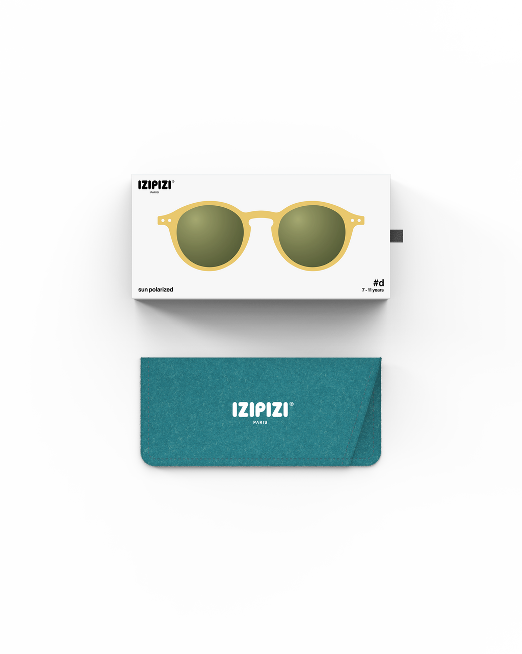 Lunettes solaires enfant Izipizi Yellow Honey forme D Junior packaging
