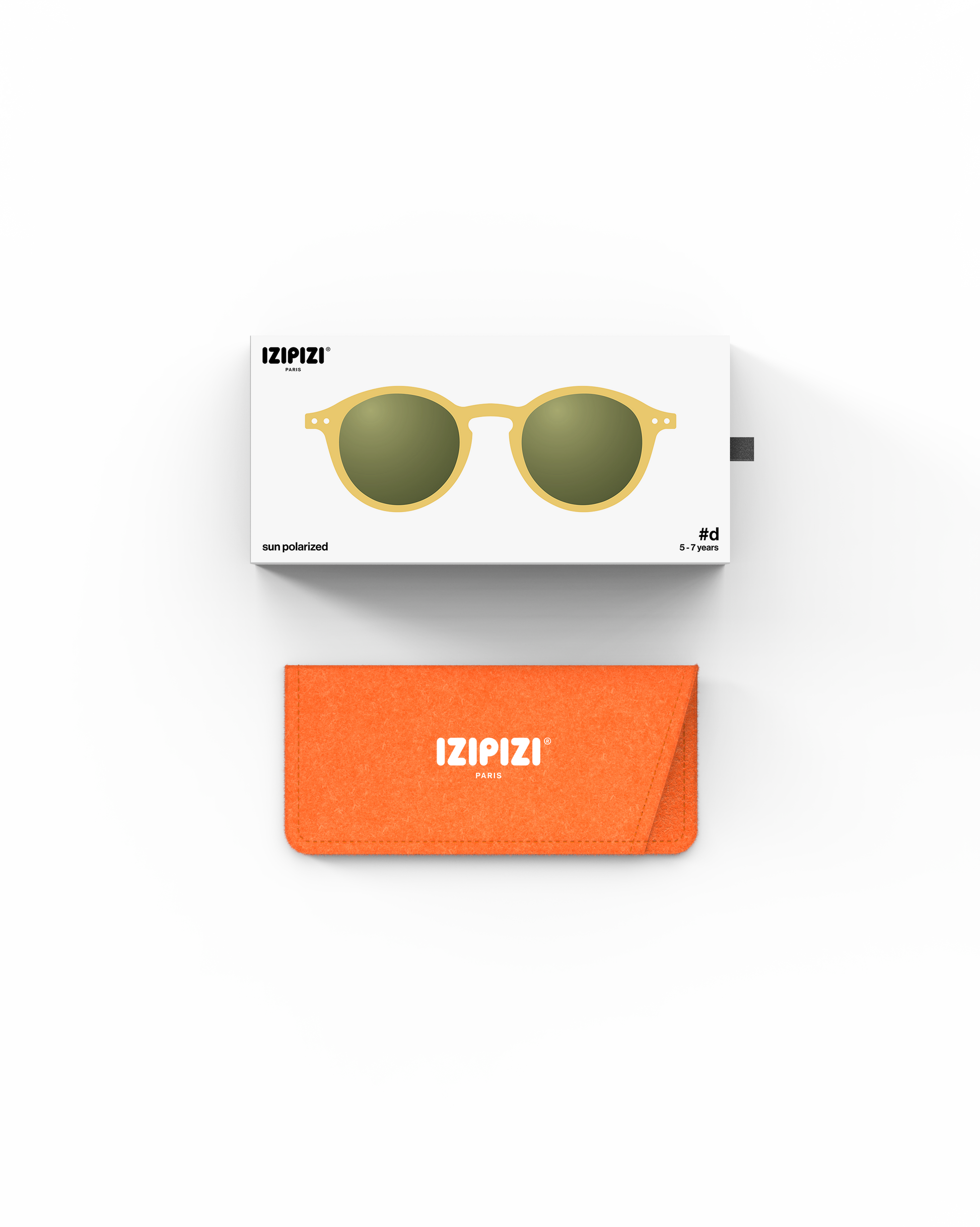 Lunettes solaires enfant Izipizi Yellow Honey forme D Kids Plus packaging