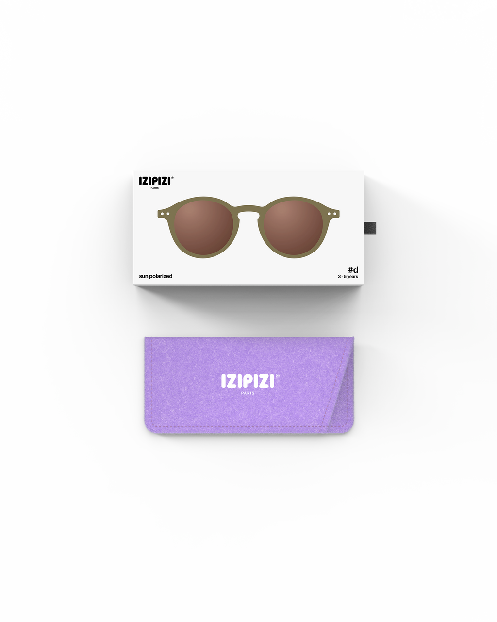 Lunettes solaires enfant Izipizi Olive forme D Kids packaging