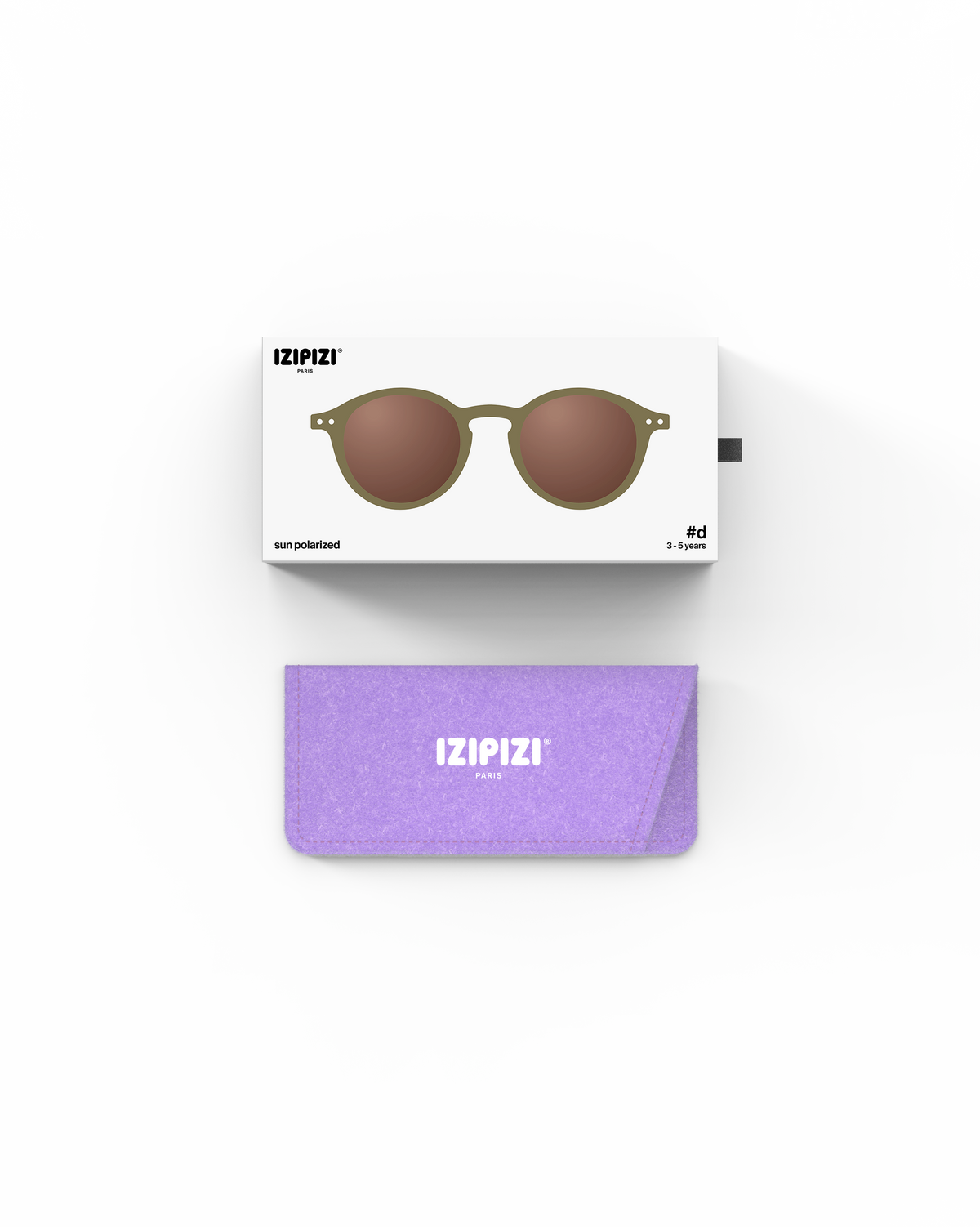 Lunettes solaires enfant Izipizi Olive forme D Kids packaging