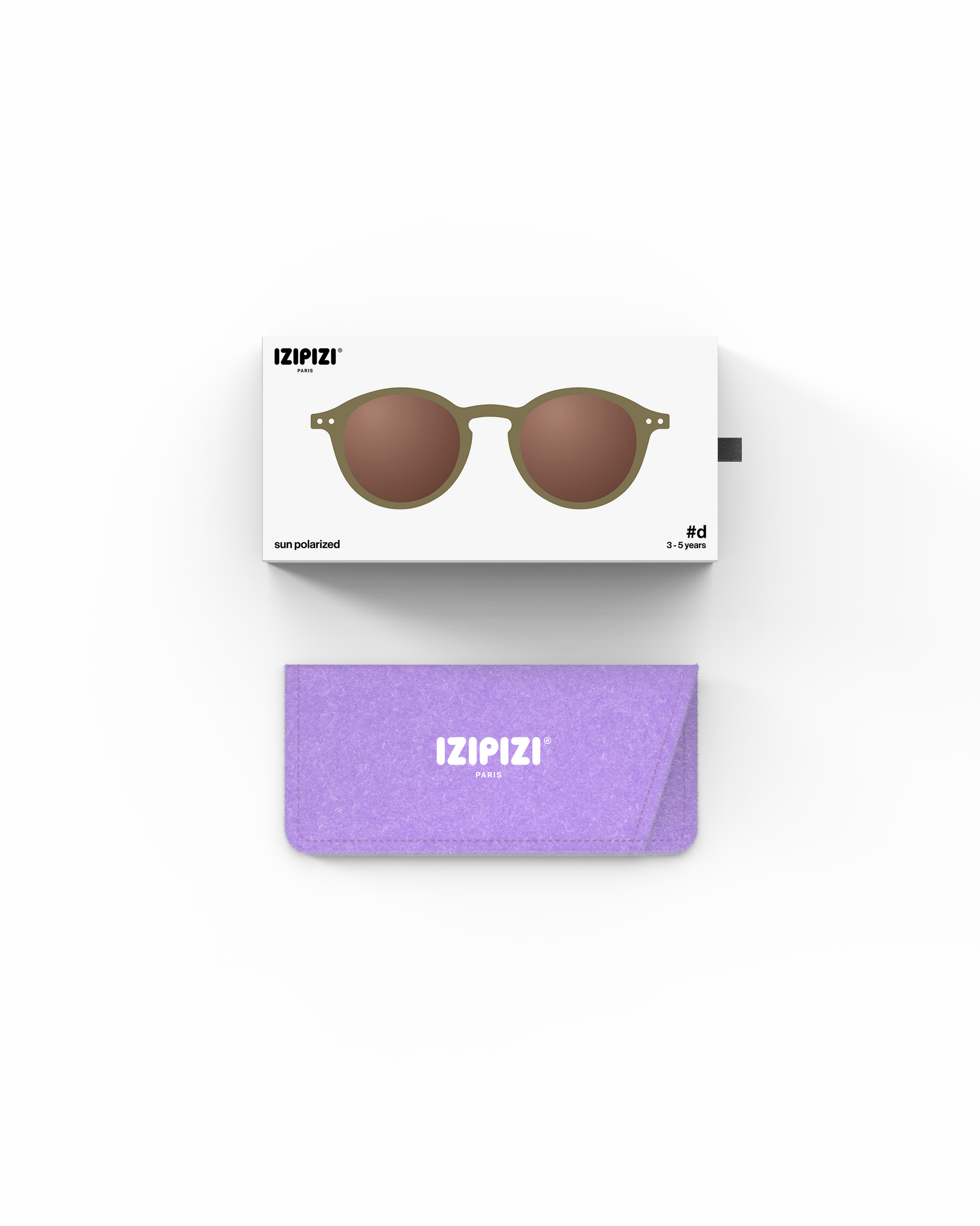 Lunettes solaires enfant Izipizi Olive forme D Kids packaging