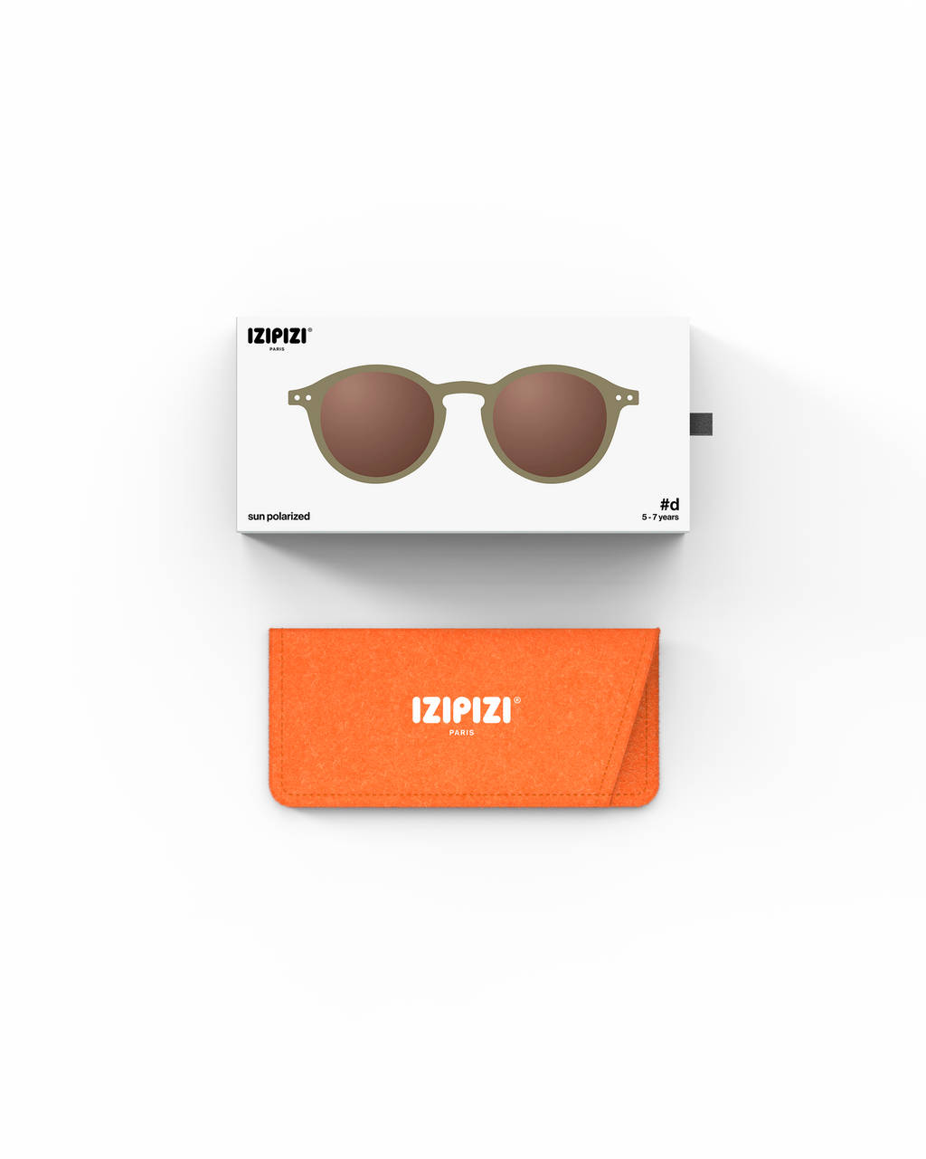 Lunettes solaires enfant Izipizi Olive forme D Kids Plus packaging