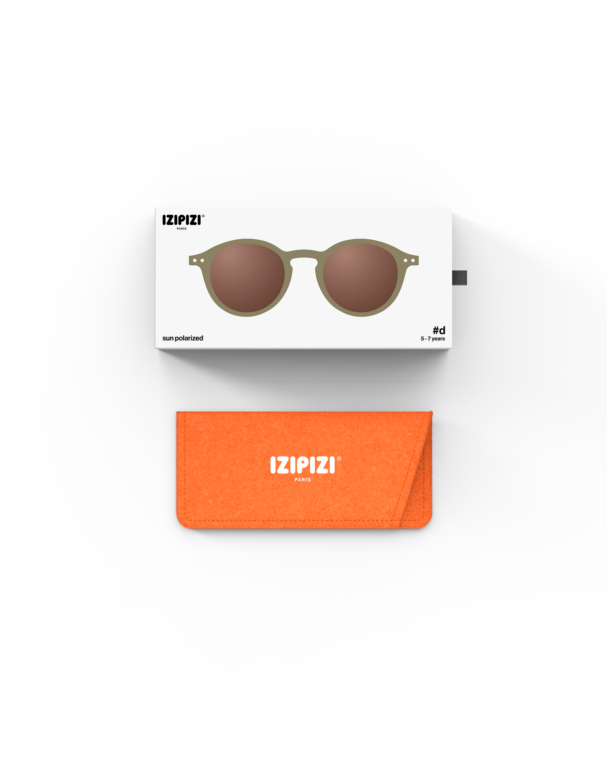 Lunettes solaires enfant Izipizi Olive forme D Kids Plus packaging