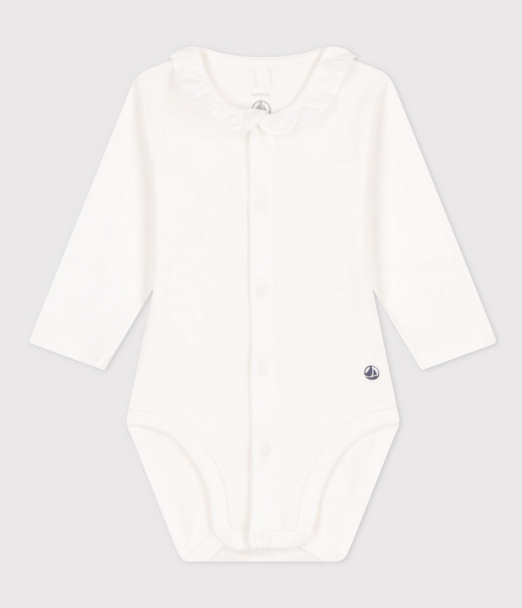 Body manches longues à collerette en coton bébé