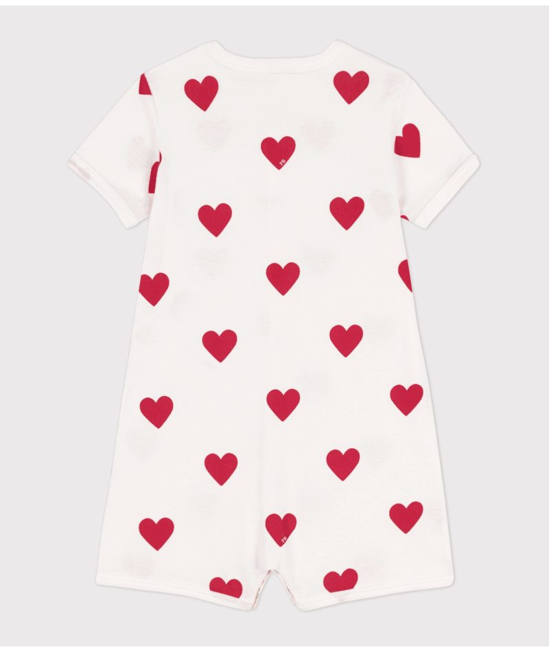 Combinaison courte cœur bébé en coton